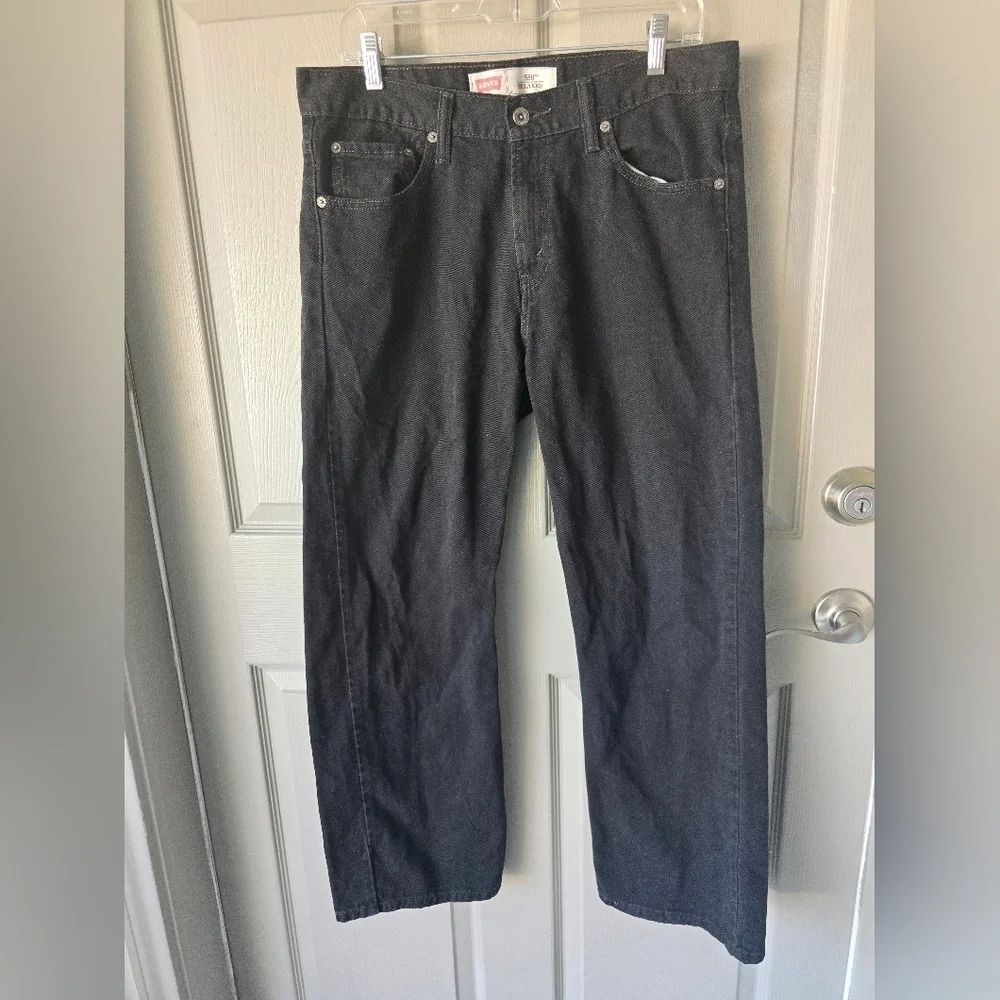 Levi's 550 Jeans Men Straight Leg 34×29 Light Wash Dark Black MidRise Logo Husky